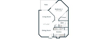 1 Bedroom 1 Bathroom Floor Plan