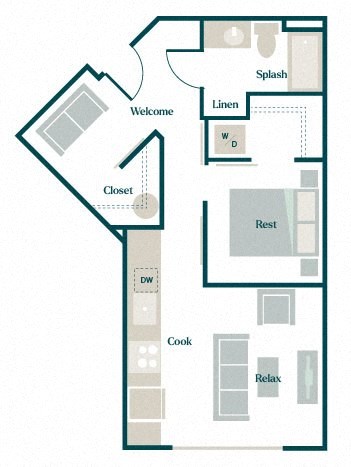 Jasmine Floor Plan at Hazel Apartments, Edmonds