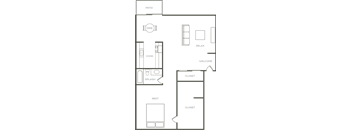 1 Bed 1 Bath Floor Plan