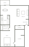 1 Bed 1 Bath Floor Plan