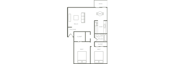 2 Bed 2 Bath Floor Plan
