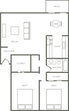2 Bed 2 Bath Floor Plan