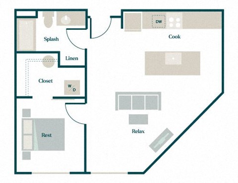 Orchid Floor Plan at Hazel Apartments, Washington