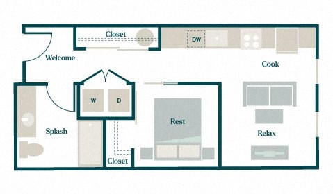Palmetto Floor Plan at Hazel Apartments, Edmonds, WA