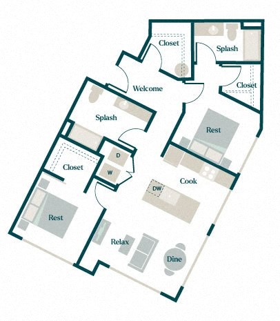 Penta Floor Plan at Hazel Apartments, Washington, 98026