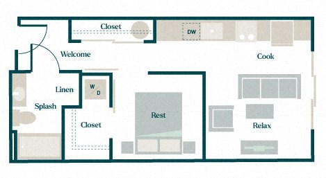 Plumeria Floor Plan at Hazel Apartments, Edmonds, Washington