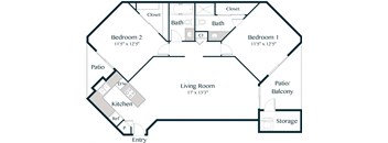 2 Bedroom 2 Bathroom Floor Plan