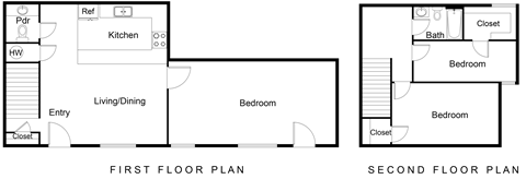 3 Bedroom 1.5 Bath Floor Plan