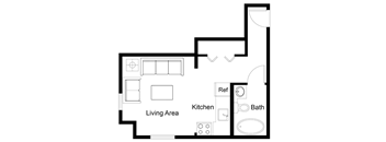Studio A Floor Plan at Zindorf, Seattle, WA