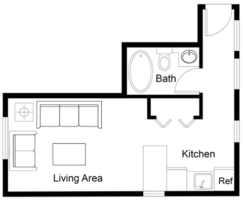 Studio B Floor Plan at Zindorf, Seattle, Washington