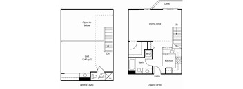 A diagram shows the layout of a house with an upper level and a lower level.