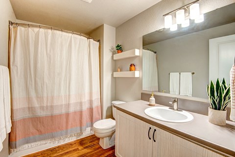 Everett Apartments-  The Lynx Bathroom at The Lynx Apartments, Washington