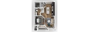 a 3d floor plan of a bedroom with a wood floor