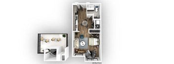 a floor plan of a house with a bedroom and a living room
