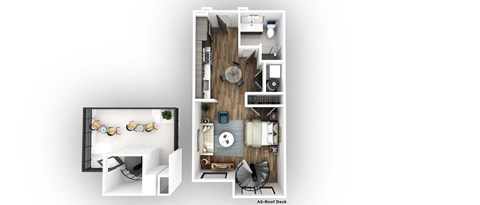 a floor plan of a house with a bedroom and a living room