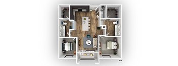 a 3 bedroom floor plan is shown in this rendering