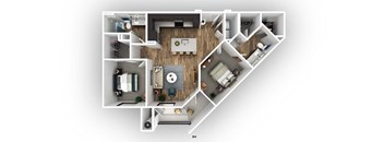 a floor plan of a room with a bedroom and a living room