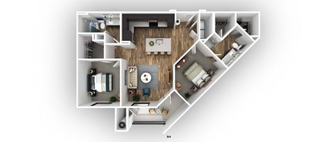 a floor plan of a room with a bedroom and a living room