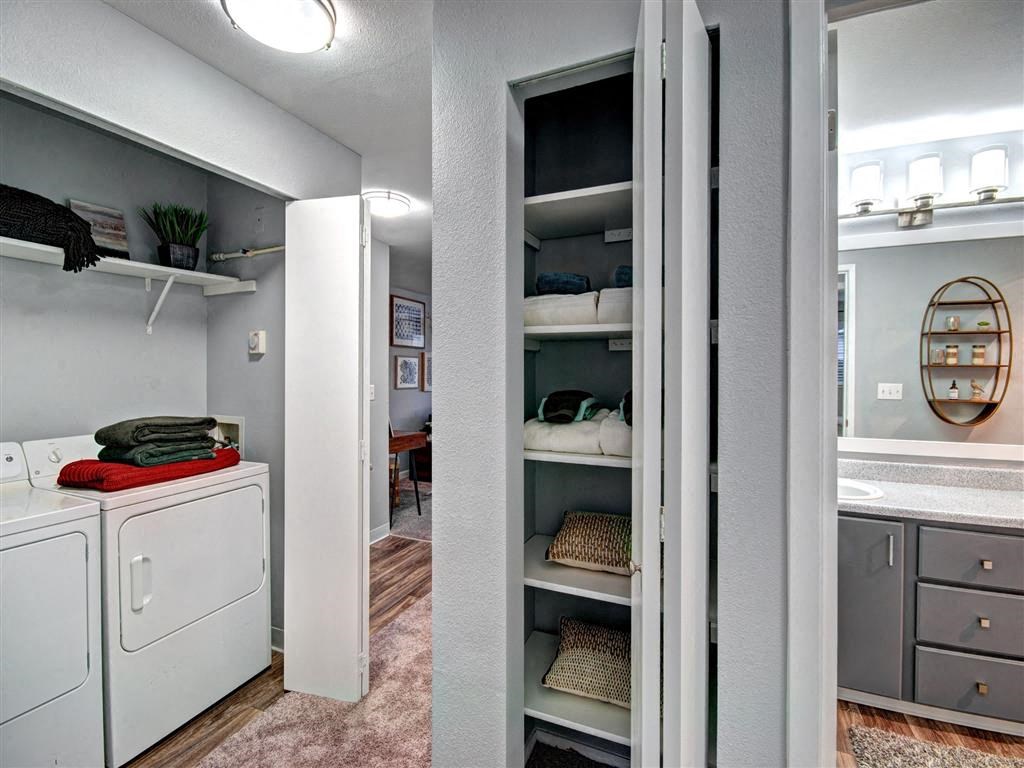 Puyallup Apartments- Deer Creek Apartments- hallway - closet at Deer Creek Apartments, Puyallup, WA, 98373