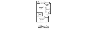 1 Bedroom Floor Plan at Inlet View Apartments, Washington, 98383
