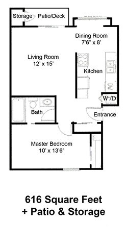 1 Bedroom Floor Plan at Inlet View Apartments, Washington, 98383