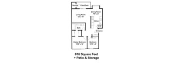 2 Bedroom Floor Plan at Inlet View Apartments, Silverdale, WA, 98383