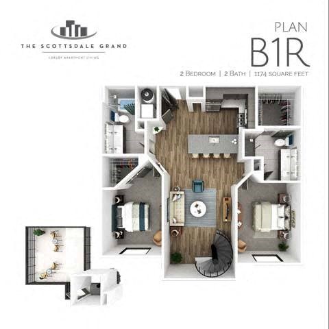B1R Floor Plan at Scottsdale Grand, Scottsdale, AZ, 85260