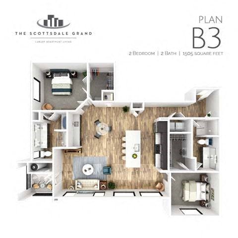 B3 Floor Plan at Scottsdale Grand, Scottsdale