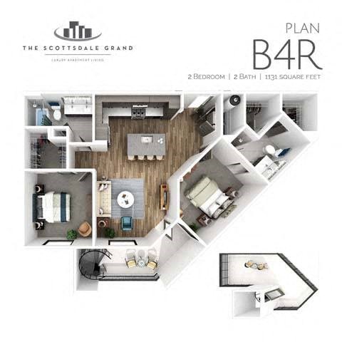 B4R Floor Plan at Scottsdale Grand, Scottsdale, Arizona