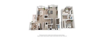 A 3D floor plan of a house with dimensions and a disclaimer at the bottom.