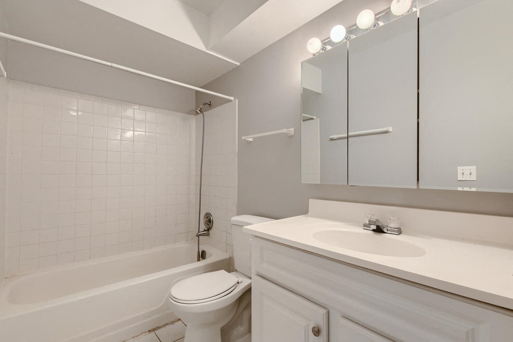 a bathroom with a sink toilet and a bath tub