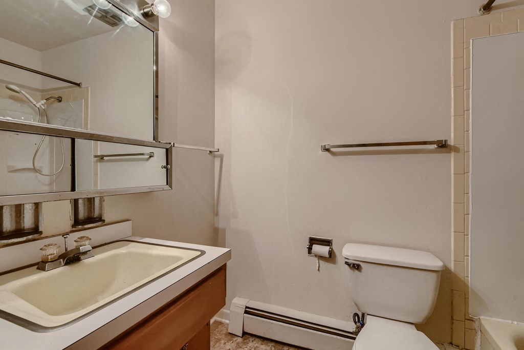 a bathroom with a toilet and a sink and a mirror