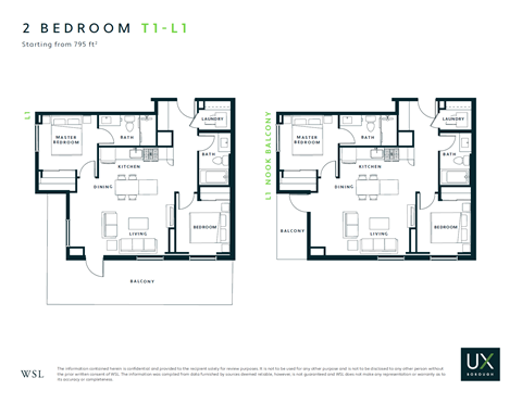 Two Bedroom Two Bathroom Floor Plan