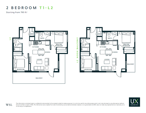 Two Bedroom Two Bathroom Floor Plan