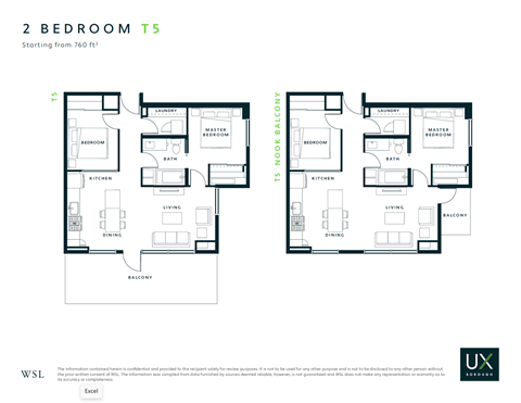 Two Bedroom Two Bathroom Floor Plan