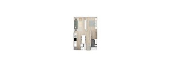 One bedroom, one bathroom 584 sq ft. apartment suite with a North facing view.