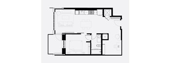 A black and white floor plan of a house with various rooms.