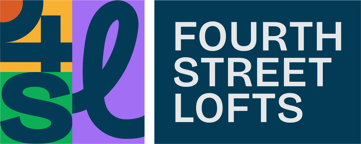 A graphic with the words Fourth Street Lofts.