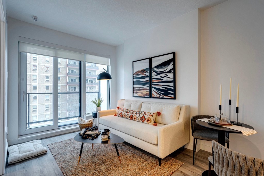 Cozy Living Room at Citizen on Jasper, Edmonton, AB