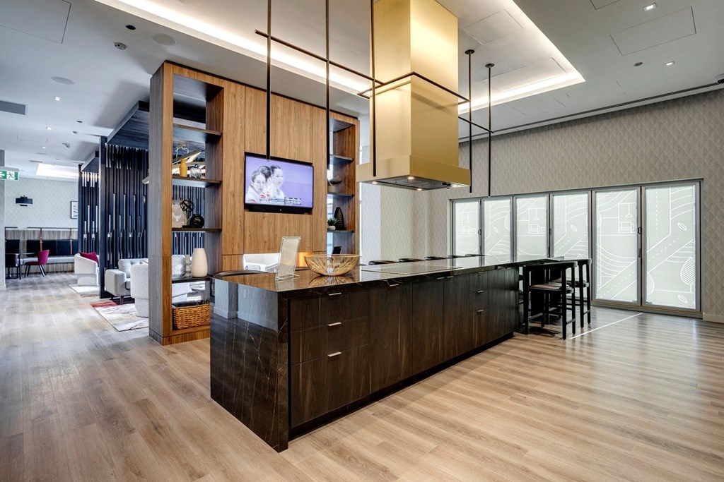 a view of the lobby from behind the reception desk  at Citizen on Jasper, Alberta, T5K 0M5