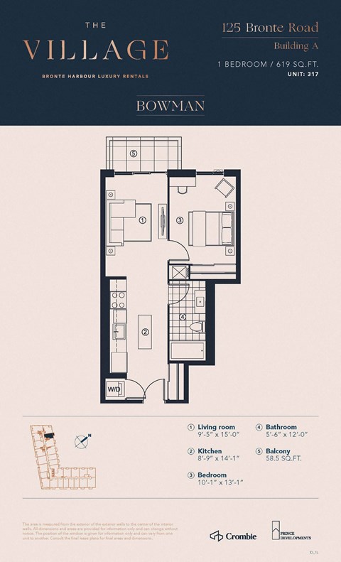 1L_Bowman Floor Plan at 125 Bronte Village, Oakville, ON, L6L 0H1