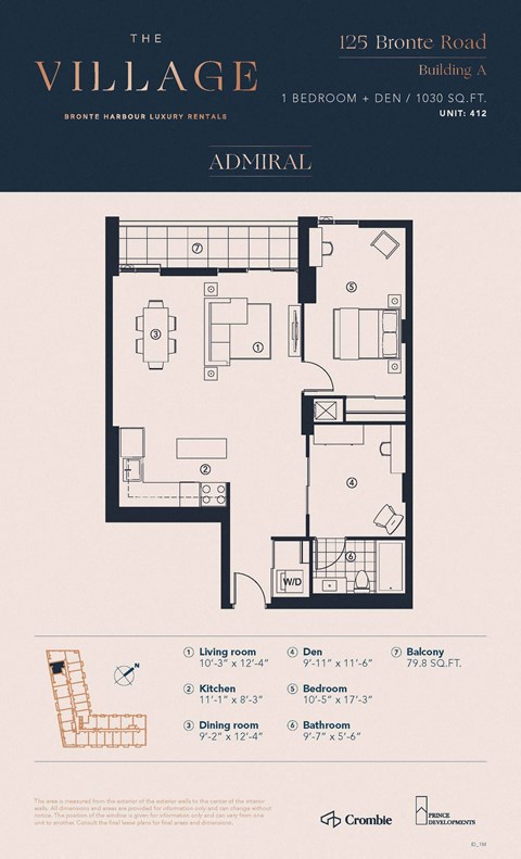 1M Floor Plan at The Village, Oakville, ON