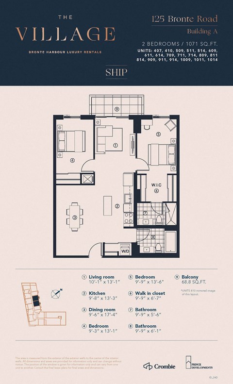 2AD_Ship Floor Plan at 125 Bronte Village, Oakville, Ontario