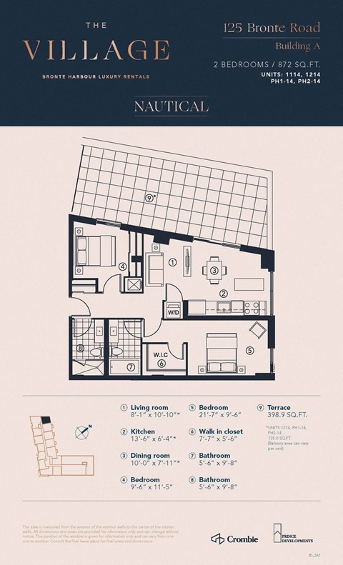 2AT_Nautical Floor Plan at 125 Bronte Village, Oakville, ON