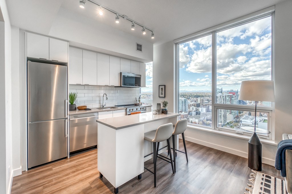 Gourmet Kitchen With Island at BLVD Beltline, Calgary, T2G 2K4