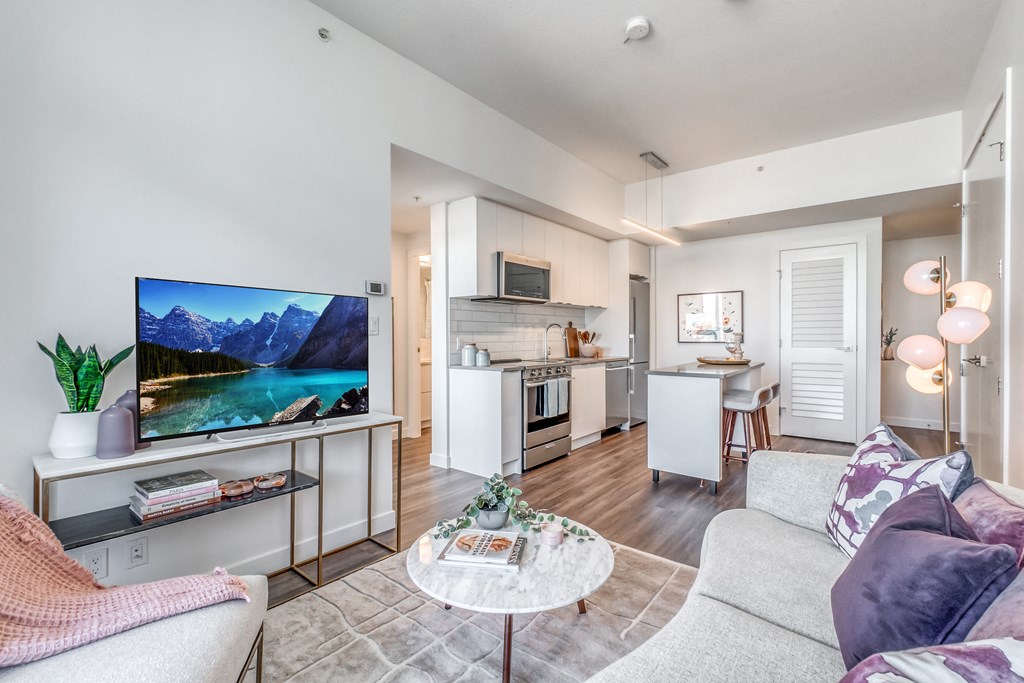 Living Room With Kitchen View at BLVD Beltline, Calgary, T2G 2K4