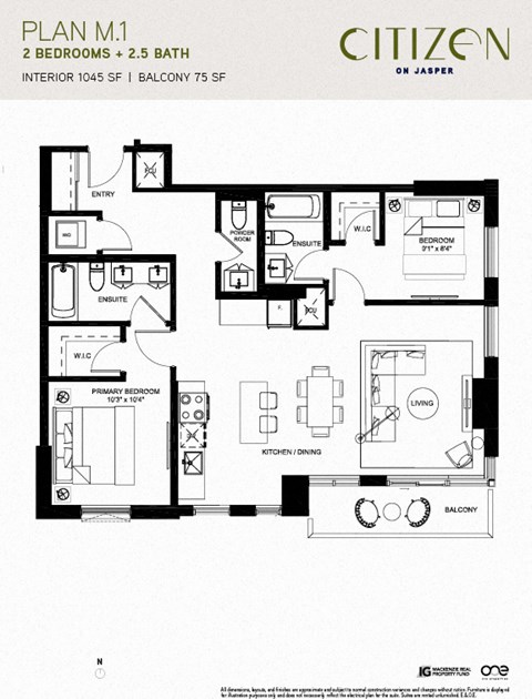 Floor plan M1 at Citizen on Jasper, Edmonton, AB