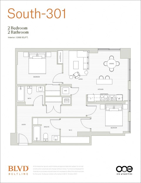 Floorplan South-301 at BLVD Beltline, Alberta