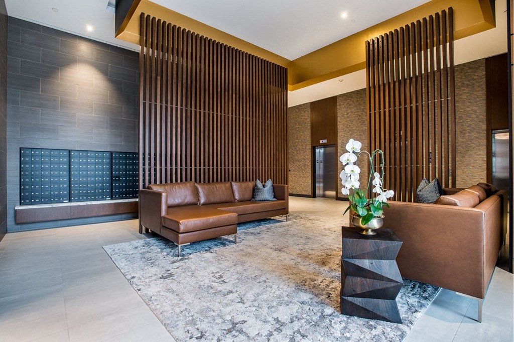 a living room with a geometric sculpture on the floor