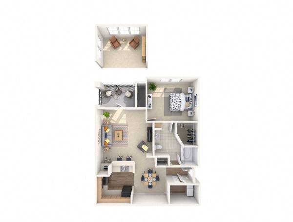 Bristol Village 1 BDR Berkley S Floor plan Bristol Village Apartments 1 BDR Berkley S Floor plan
